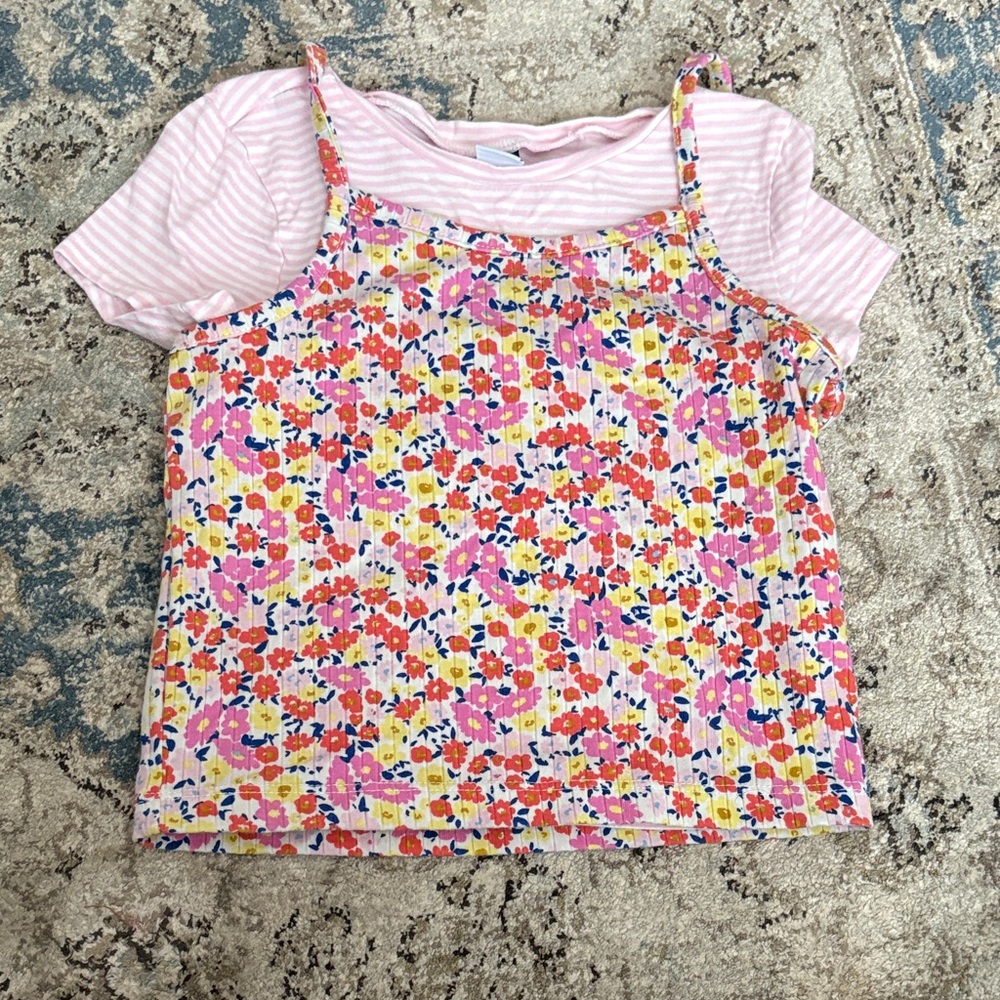 Old Navy 2 Tops Pink Floral Camisole for Kids Size Small (6-7)